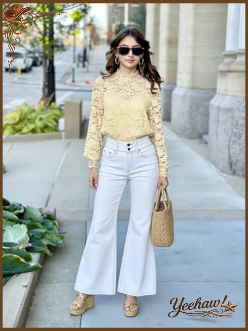 Sheer Lace Long Sleeve Blouse with Camisole Set Women Dressy Top - Picture 3 of 7